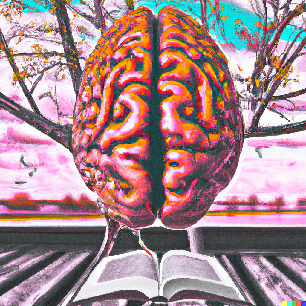 DALL·E 2023 - A digital and surrealistic art picture of a Brain that is constantly learning and speaks to humans .jpg